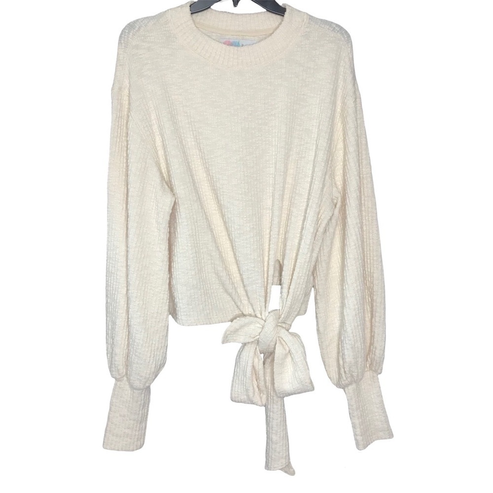 Free People Cream Heavy Popcorn Bubble Drop Sleeve Sweater XSMALL Oversized